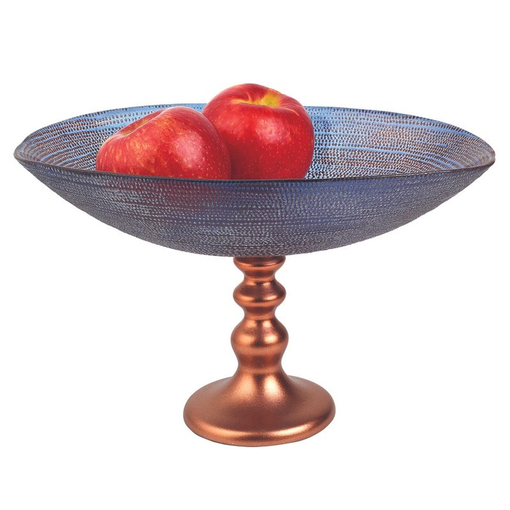 Handcrafted European Glass Centerpiece Footed Bowl  Warm Home View