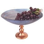 Handcrafted European Glass Centerpiece Footed Bowl  Warm Home View