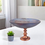 Handcrafted European Glass Centerpiece Footed Bowl  Warm Home View