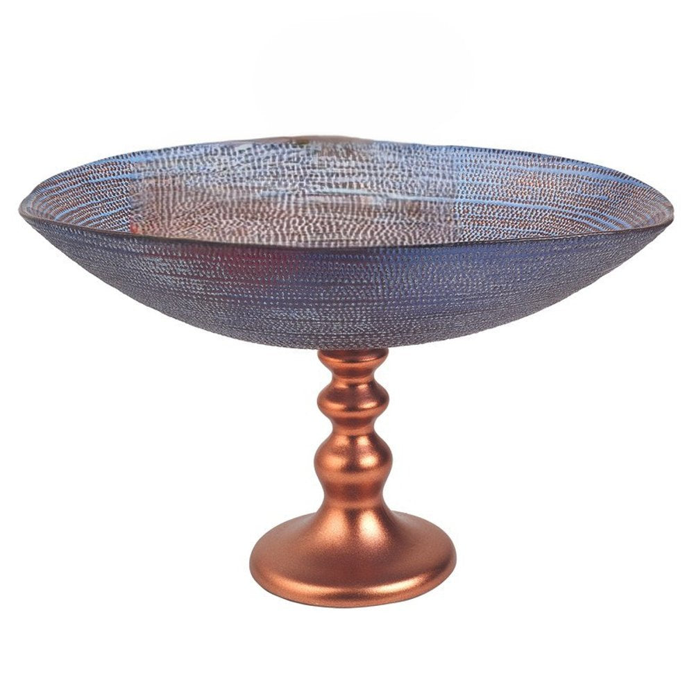 Handcrafted European Glass Centerpiece Footed Bowl  Warm Home View