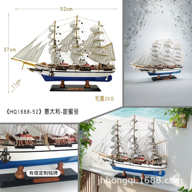 Sailing Ship Model - Real Wood Craft for Home Decor  Warm Home View