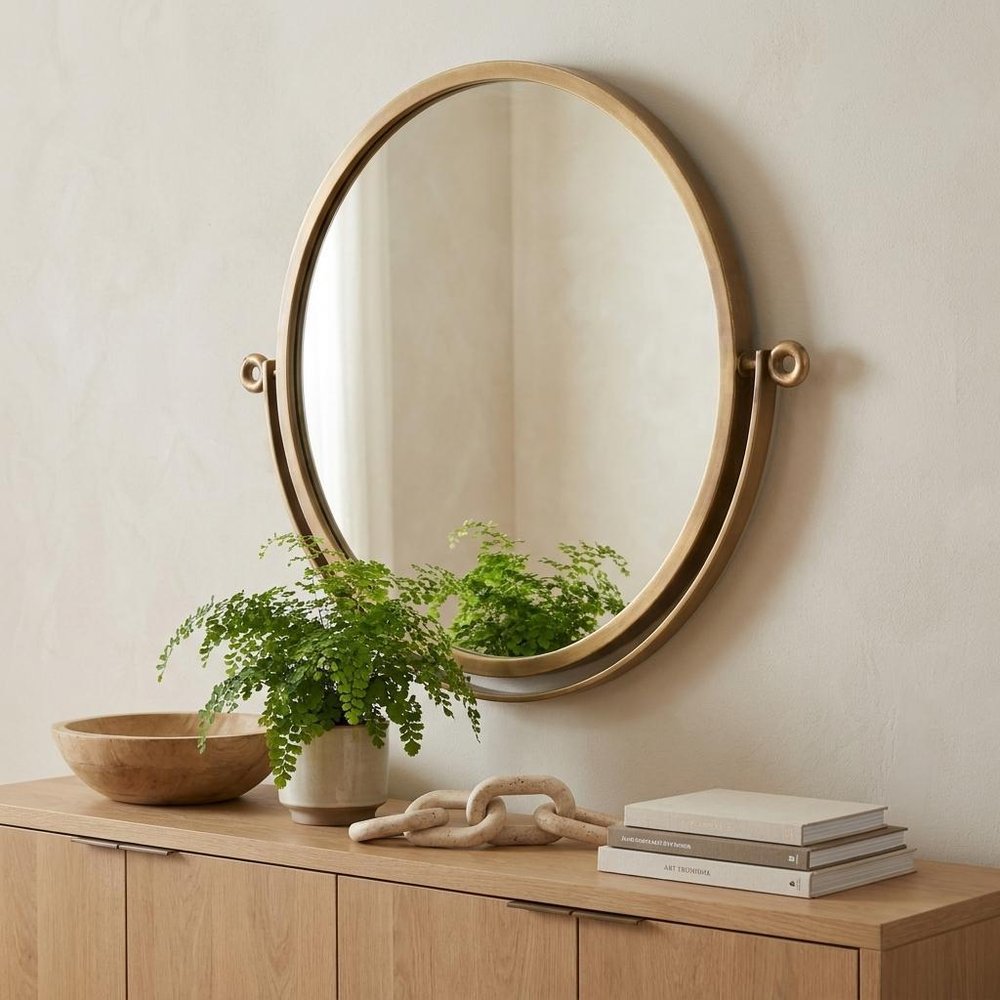 Gold Round Wall Mount Mirror  Warm Home View
