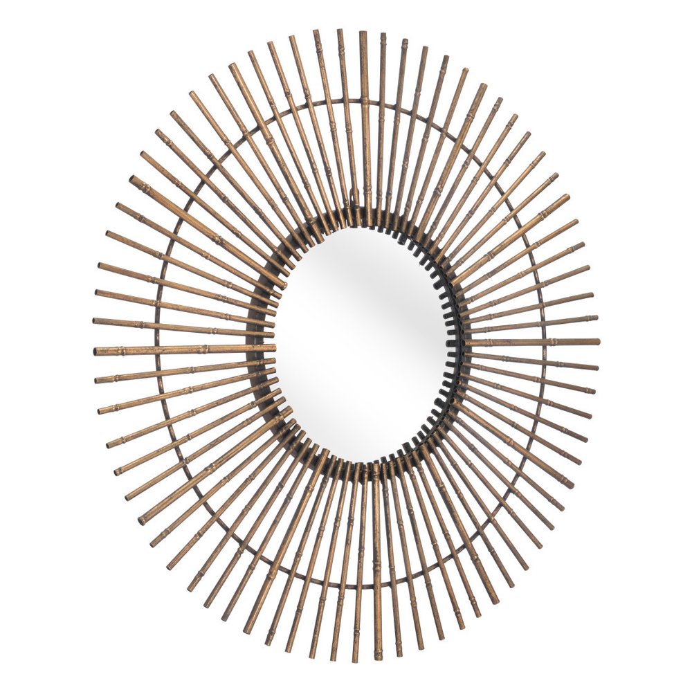 32" Gold Steel Sunburst Framed Accent Mirror  Warm Home View