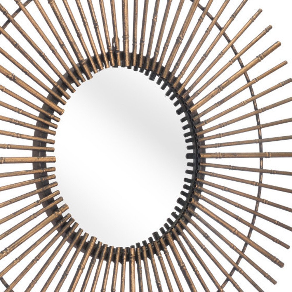 32" Gold Steel Sunburst Framed Accent Mirror  Warm Home View