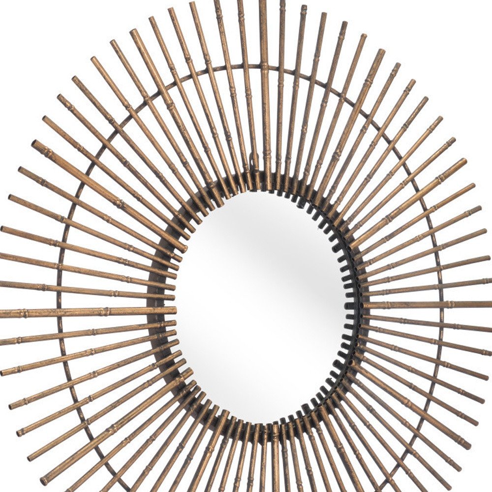 32" Gold Steel Sunburst Framed Accent Mirror  Warm Home View