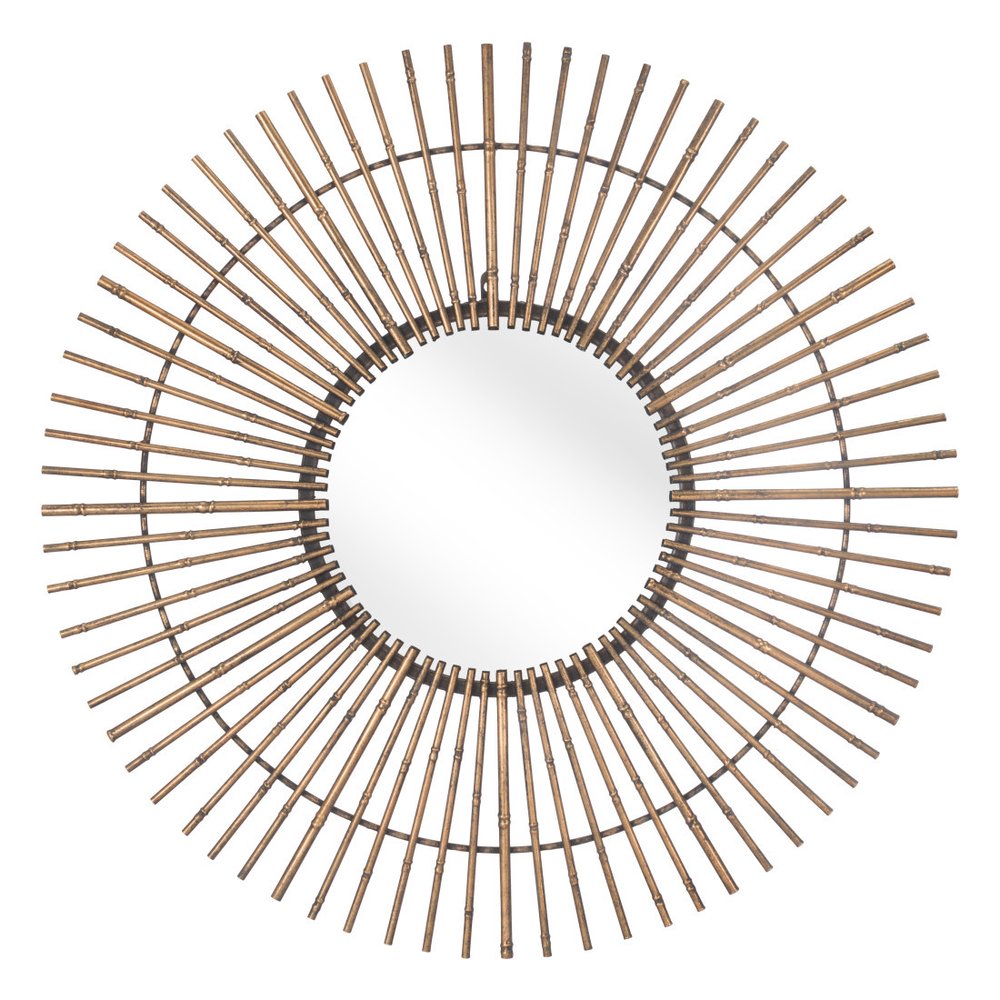 32" Gold Steel Sunburst Framed Accent Mirror  Warm Home View