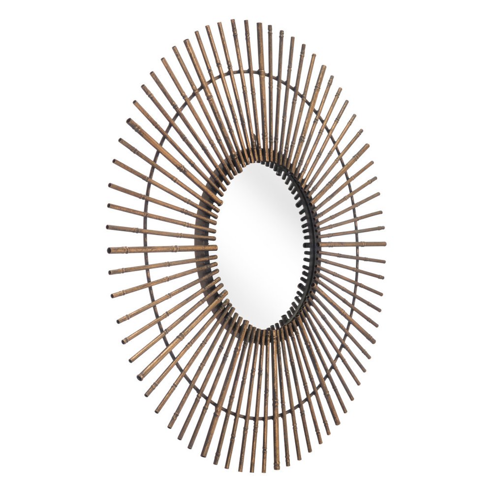 32" Gold Steel Sunburst Framed Accent Mirror  Warm Home View