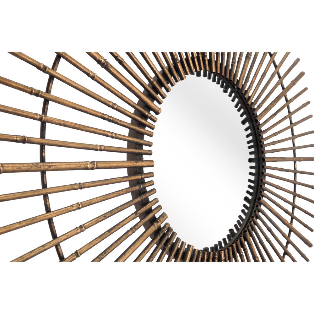 32" Gold Steel Sunburst Framed Accent Mirror  Warm Home View