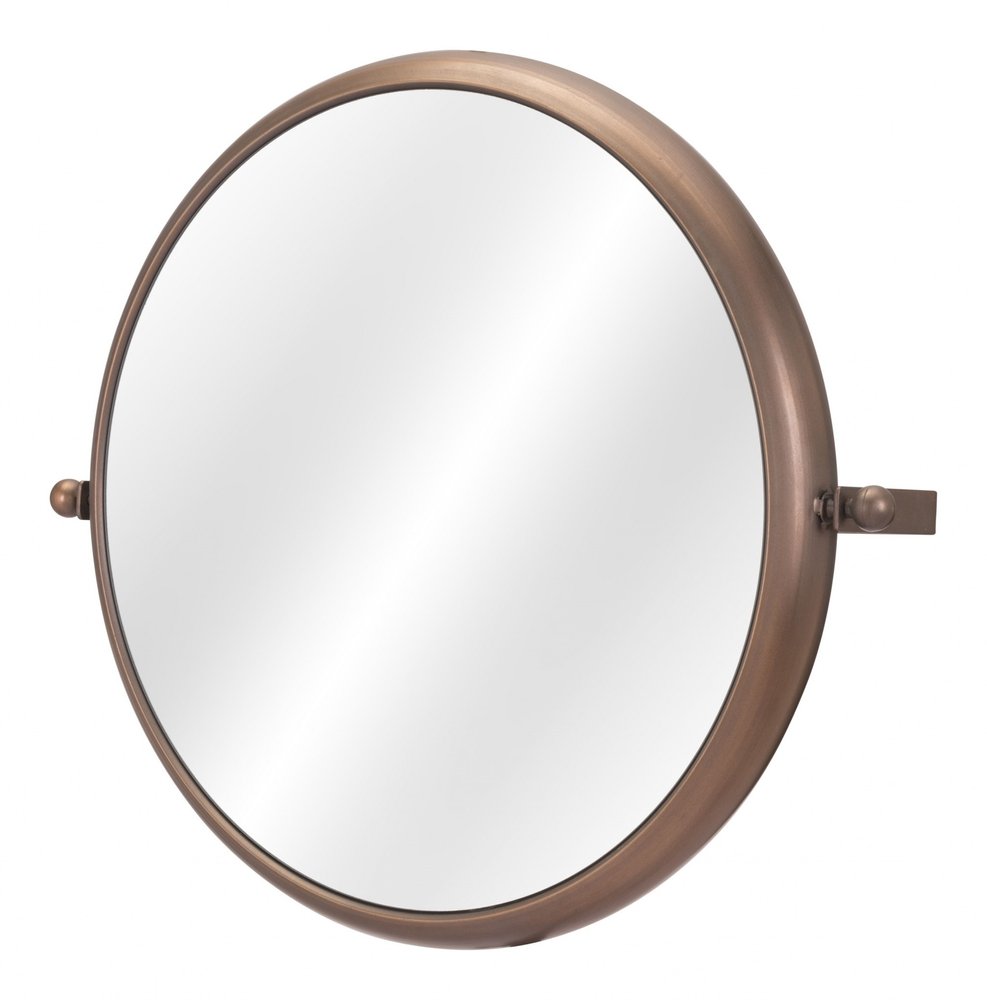 Industrial Gold Round Mirror  Warm Home View