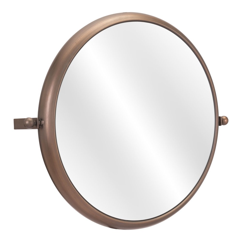 Industrial Gold Round Mirror  Warm Home View
