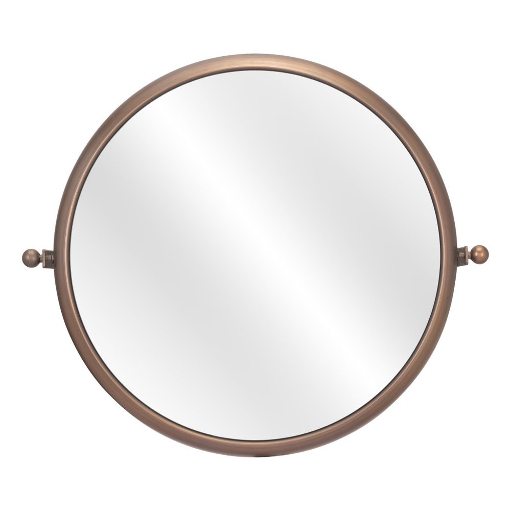 Industrial Gold Round Mirror  Warm Home View