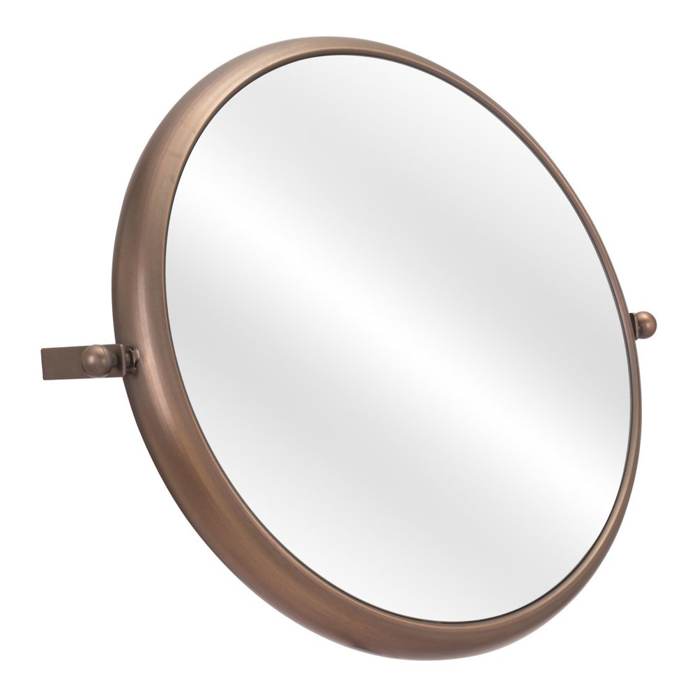 Industrial Gold Round Mirror  Warm Home View