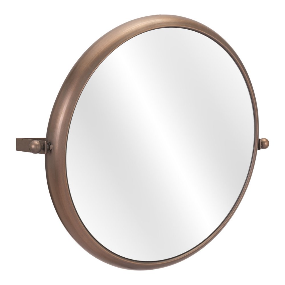 Industrial Gold Round Mirror  Warm Home View