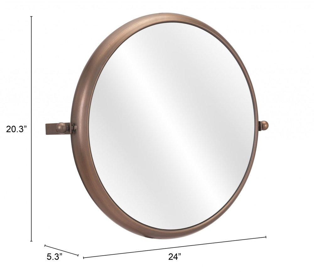 Industrial Gold Round Mirror  Warm Home View