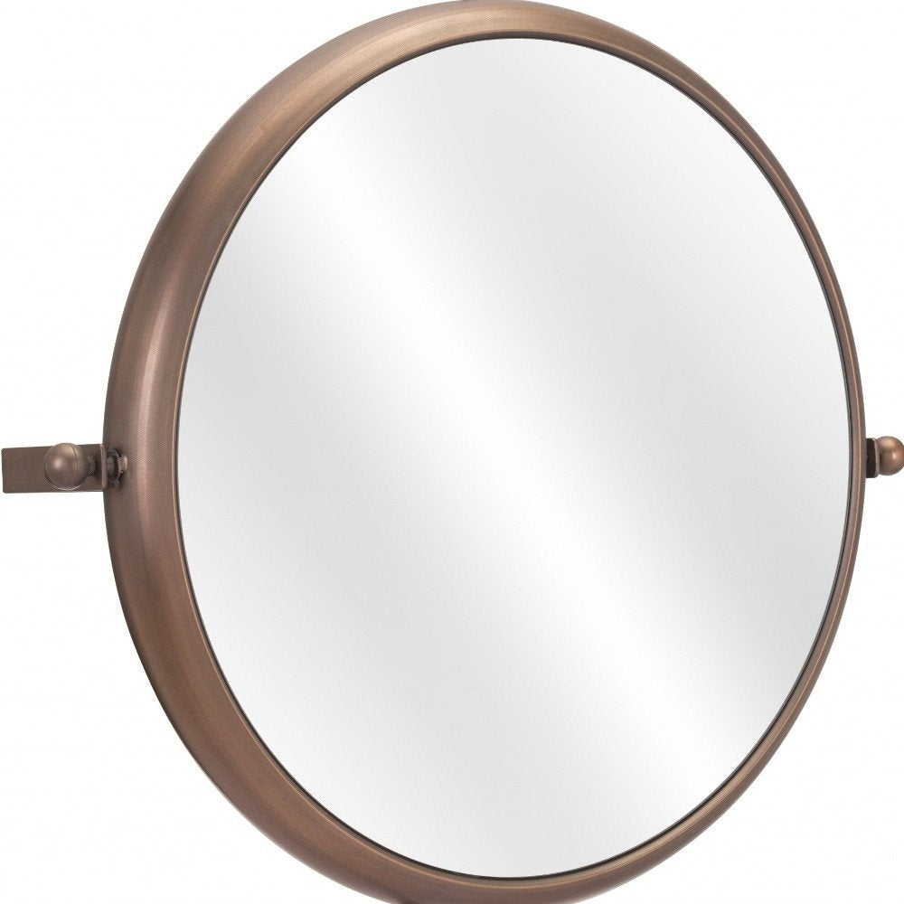 Industrial Gold Round Mirror  Warm Home View