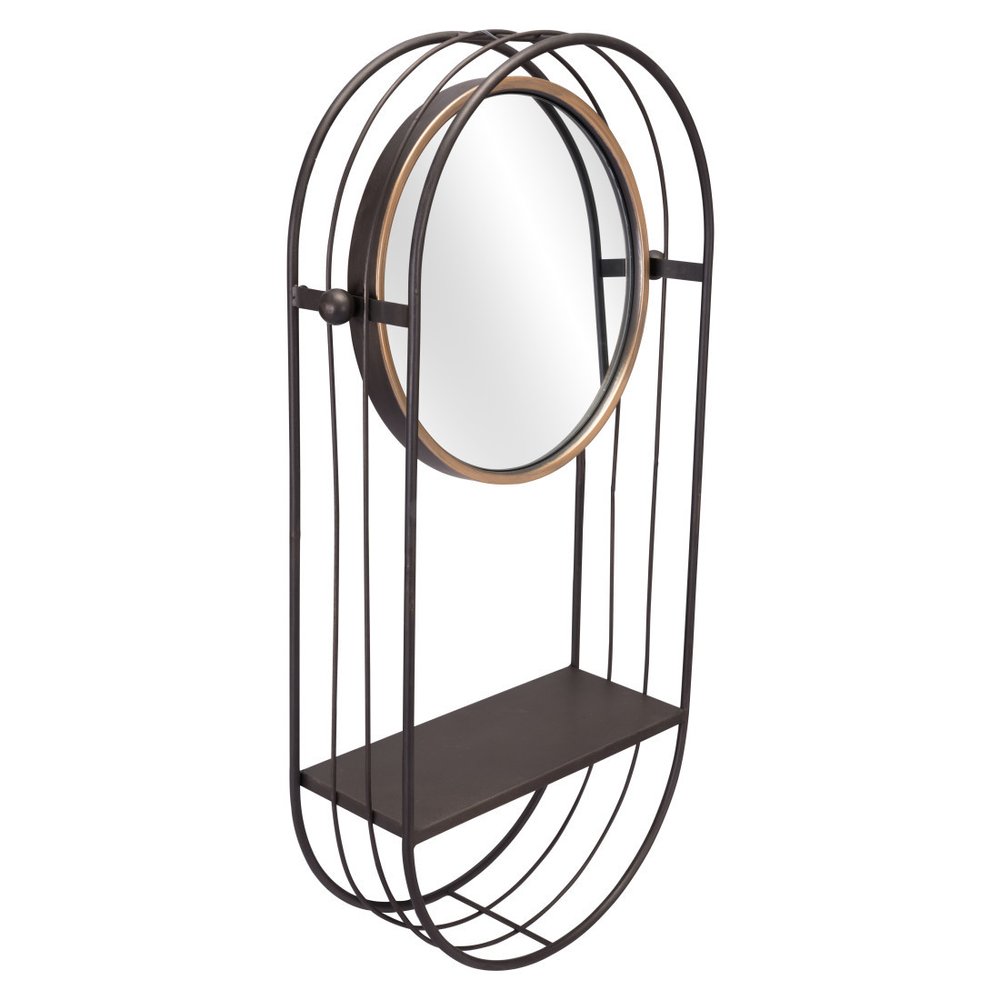 Industrial Gray Mirror Shelf  Warm Home View