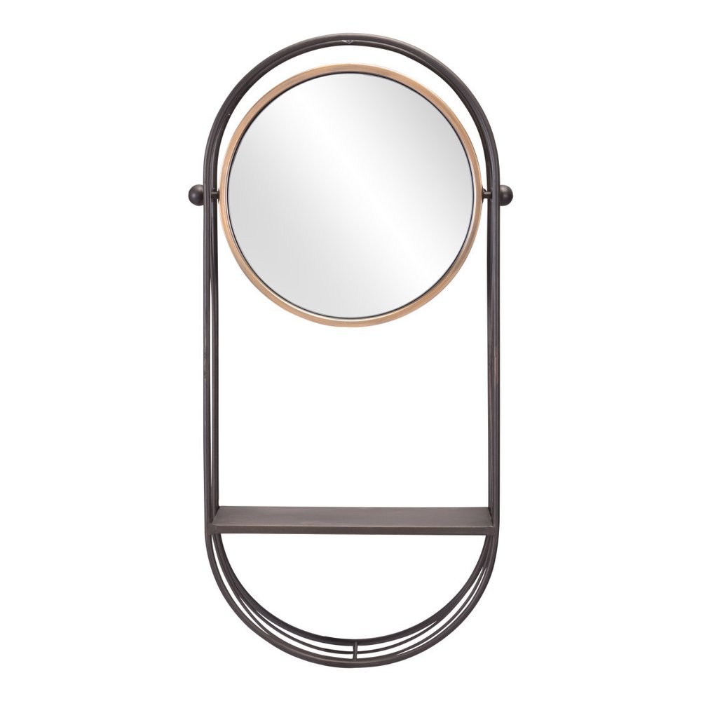 Industrial Gray Mirror Shelf  Warm Home View