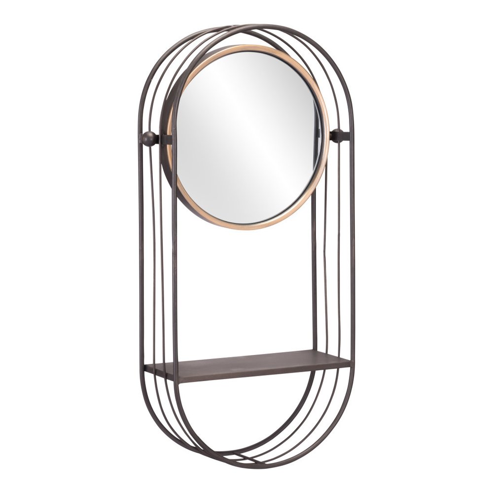 Industrial Gray Mirror Shelf  Warm Home View