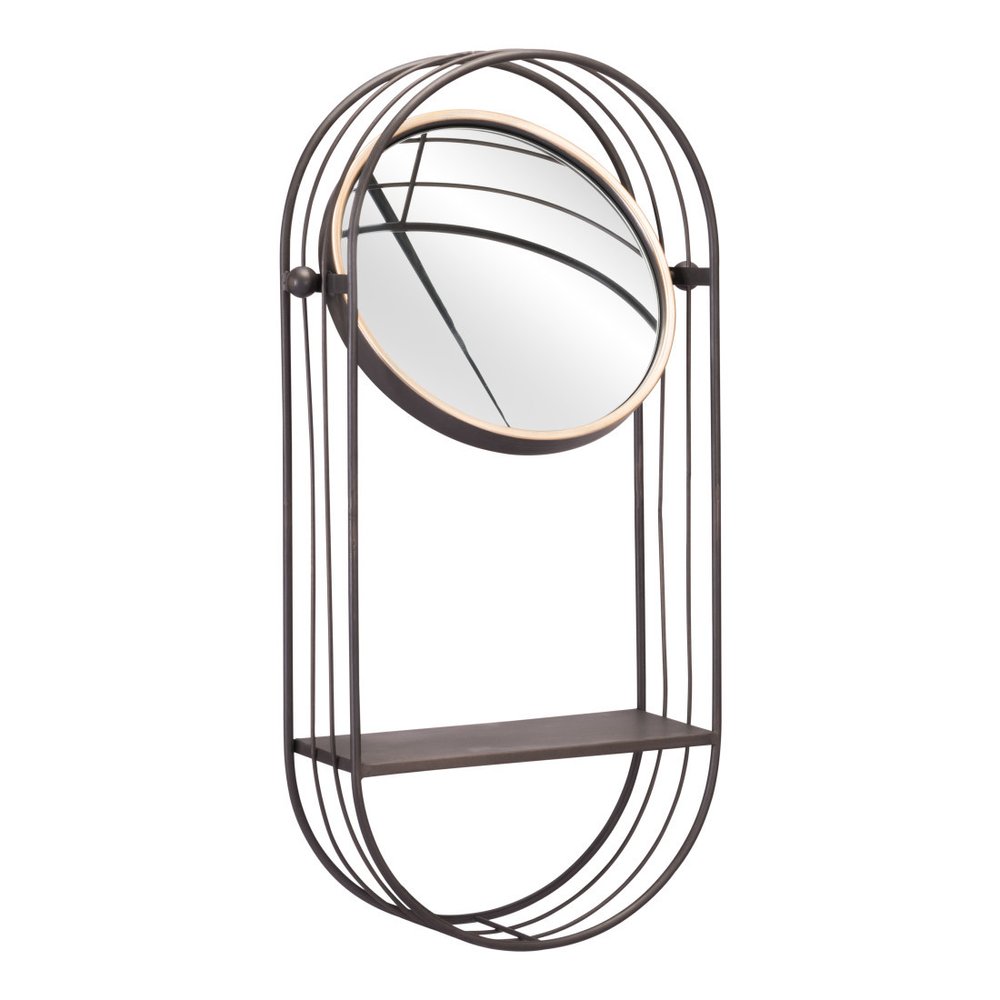 Industrial Gray Mirror Shelf  Warm Home View