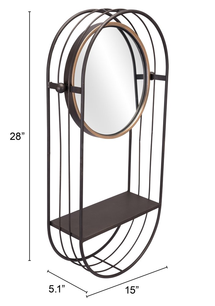 Industrial Gray Mirror Shelf  Warm Home View