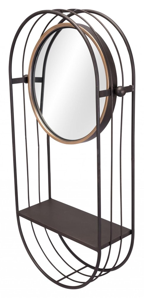 Industrial Gray Mirror Shelf  Warm Home View