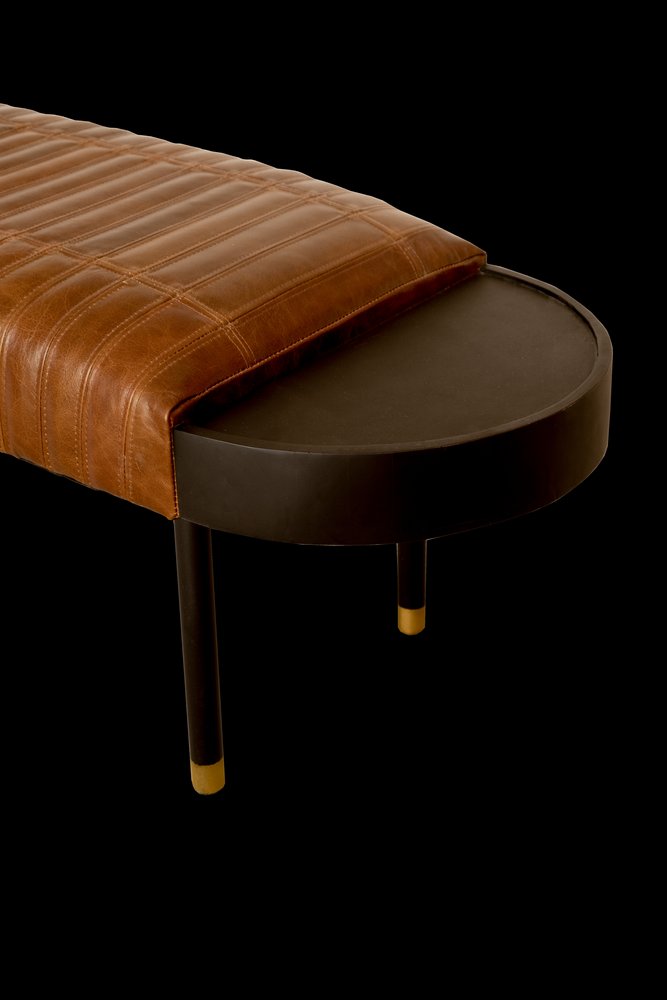 Warm Brown Leather And Solid Wood Bench  Warm Home View