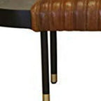 Warm Brown Leather And Solid Wood Bench  Warm Home View