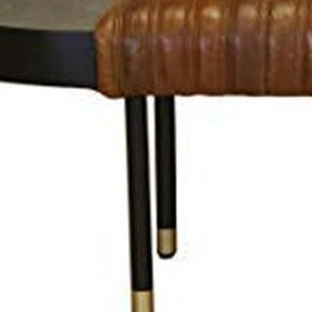 Warm Brown Leather And Solid Wood Bench  Warm Home View