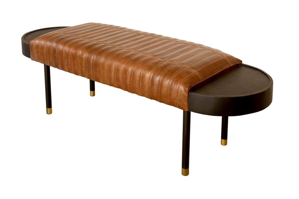 Warm Brown Leather And Solid Wood Bench  Warm Home View