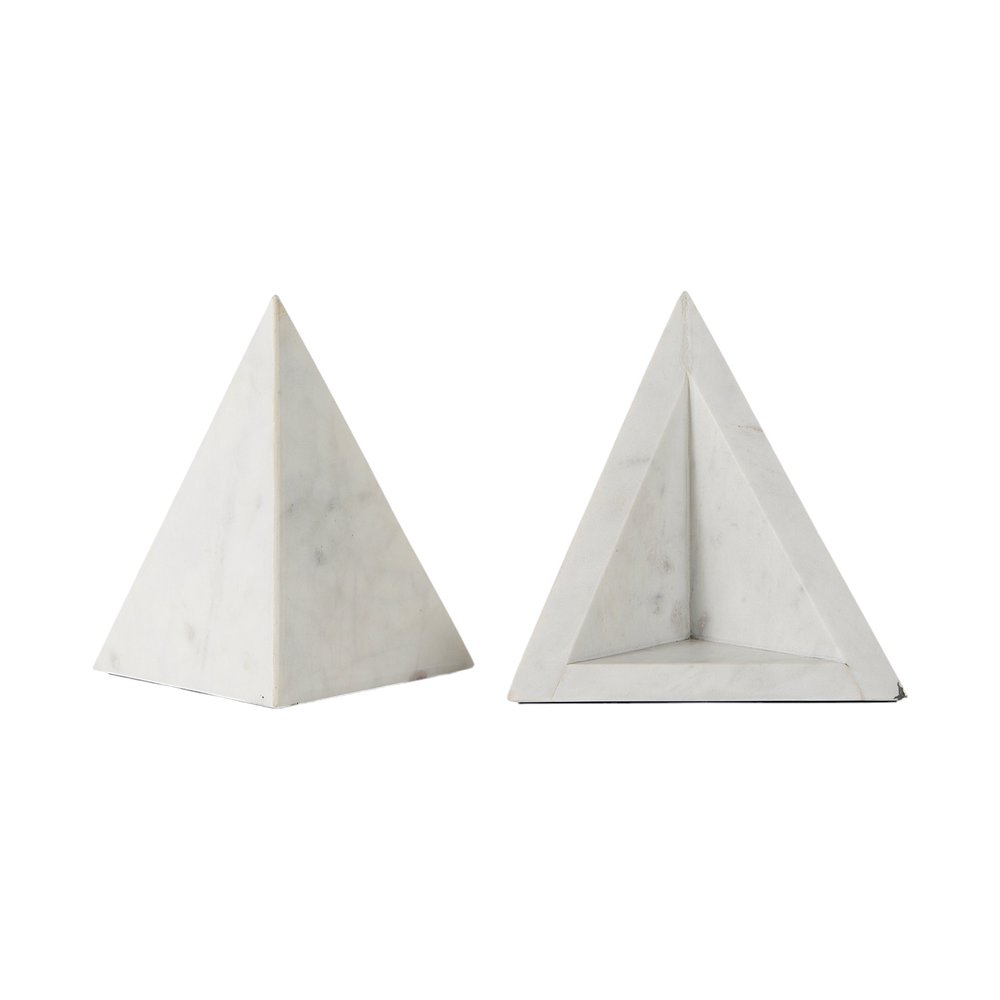 Set of Two White Marble Decorative Bookends  Warm Home View