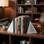 Set of Two White Marble Decorative Bookends  Warm Home View