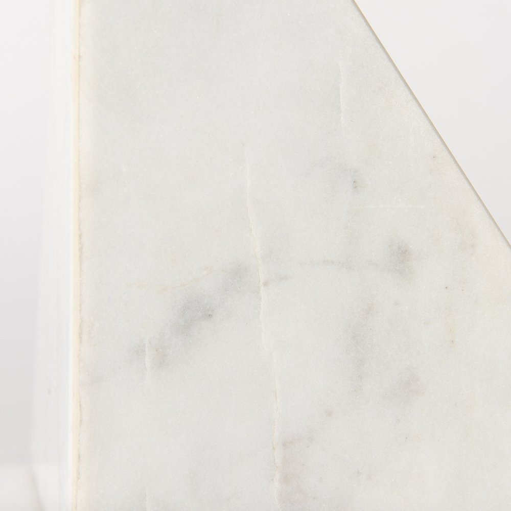 Set of Two White Marble Decorative Bookends  Warm Home View