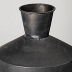 Set of Two Black and Brown Metal Cylindrical Urns  Warm Home View