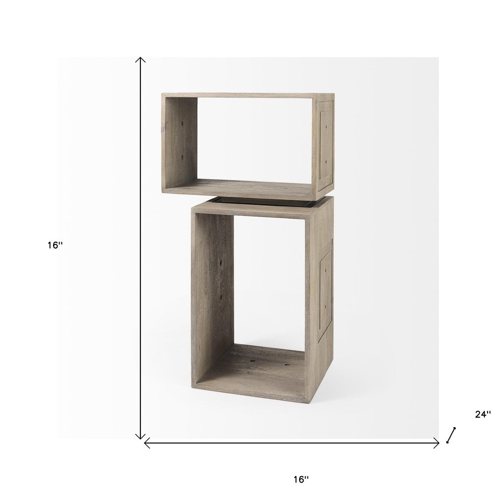 Set of Two Brown Solid and Manufactured Wood Two Tier Floating Bookcase  Warm Home View