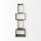 Set of Two Brown Solid and Manufactured Wood Two Tier Floating Bookcase  Warm Home View