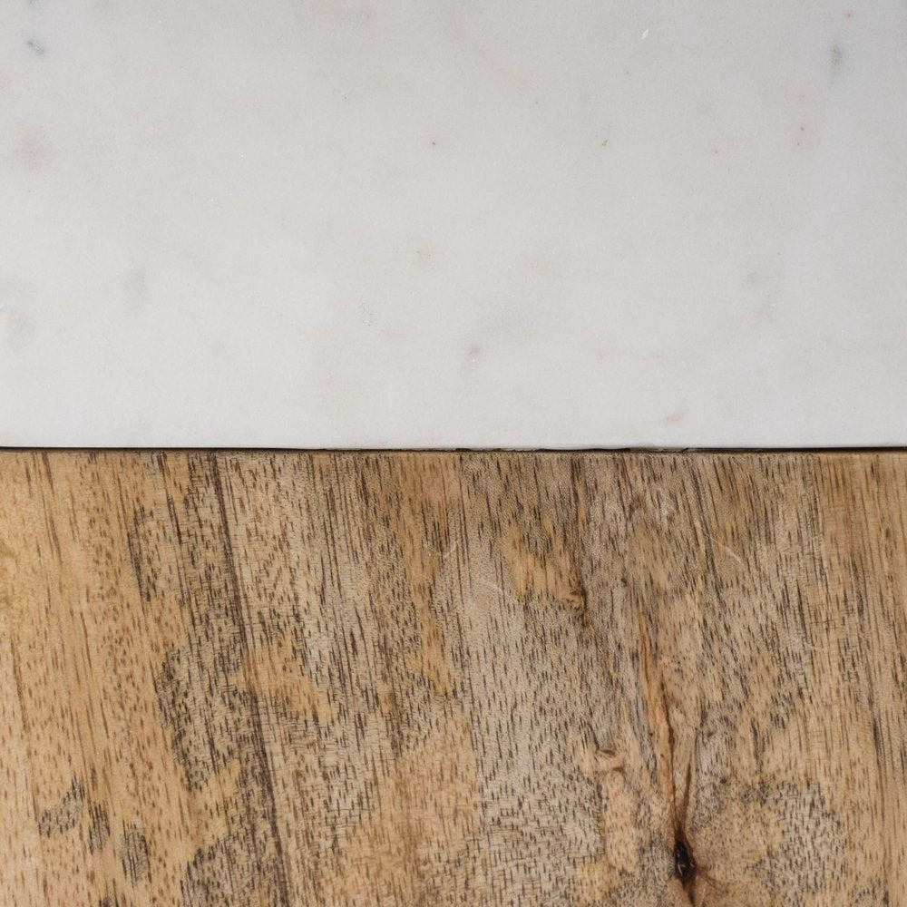 White Marble And Natural Wood Block Table Or Desk Lamp  Warm Home View