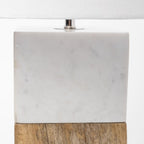 White Marble And Natural Wood Block Table Or Desk Lamp  Warm Home View