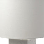 White Marble And Natural Wood Block Table Or Desk Lamp  Warm Home View