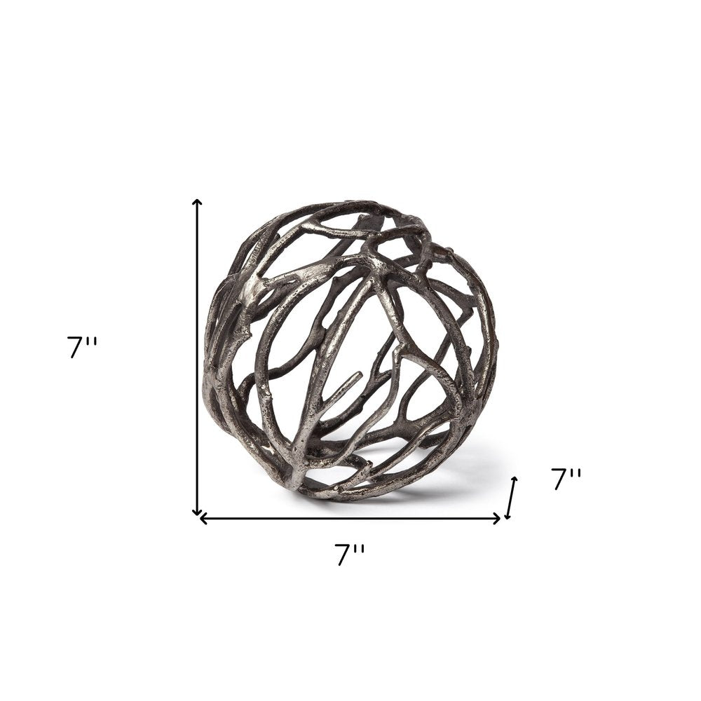Silver Metal Tree Branch Sculpture  Warm Home View