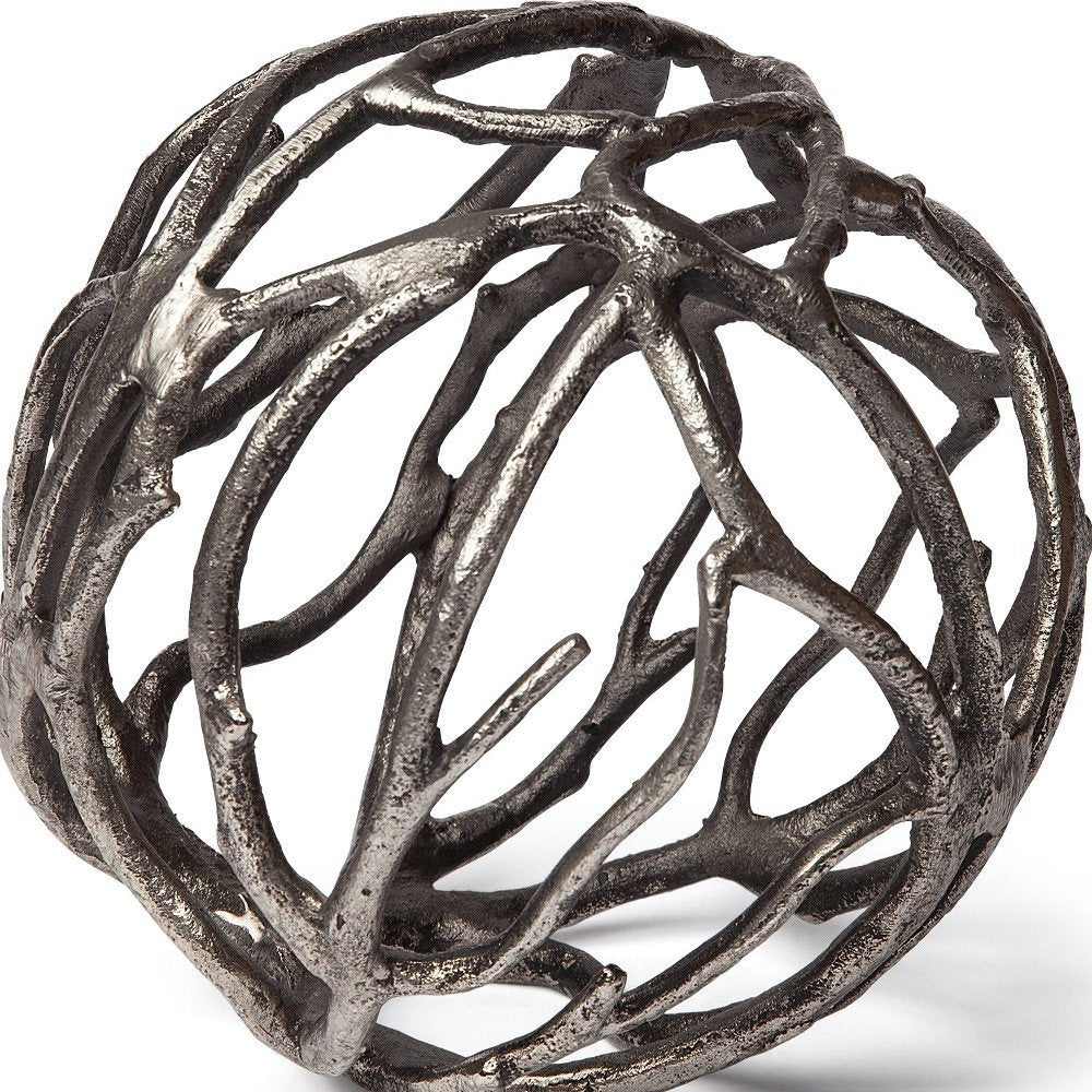 Silver Metal Tree Branch Sculpture  Warm Home View