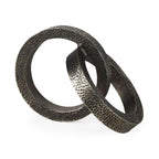 Two Ring Gray Hammered Metal Sculpture  Warm Home View