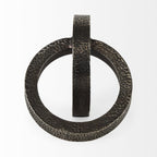 Two Ring Gray Hammered Metal Sculpture  Warm Home View