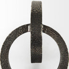 Two Ring Gray Hammered Metal Sculpture  Warm Home View
