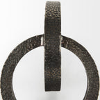 Two Ring Gray Hammered Metal Sculpture  Warm Home View