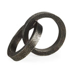 Two Ring Gray Hammered Metal Sculpture  Warm Home View