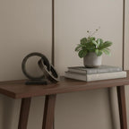 Two Ring Gray Hammered Metal Sculpture  Warm Home View