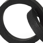 Two Ring Black Hammered Metal Sculpture  Warm Home View