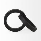 Two Ring Black Hammered Metal Sculpture  Warm Home View