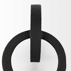 Two Ring Black Hammered Metal Sculpture  Warm Home View