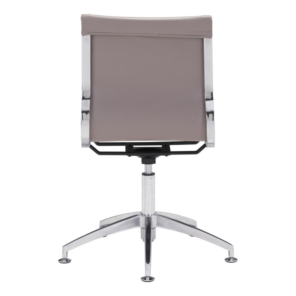Taupe and Silver Swivel Faux Leather Conference Office Chair  Warm Home View